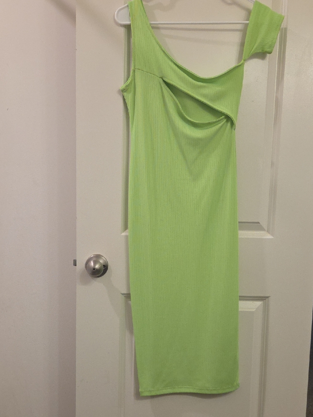 Asymmetrical Lime Green Midi Dress